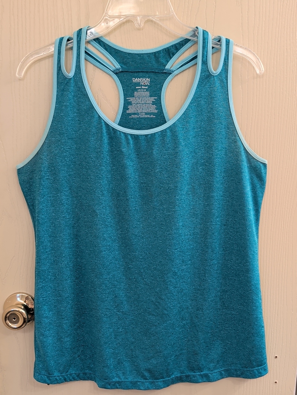 Danskin Athletic Tank Top | Teal & Light Blue | Double-Strap | Size L